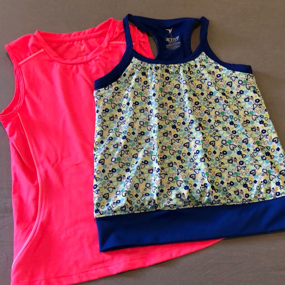 Old Navy Girls Active Tops Small 6-7 Pink Blue